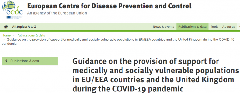 Ghidul ECDC pentru sprijinirea populațiilor vulnerabile în contextul COVID-19