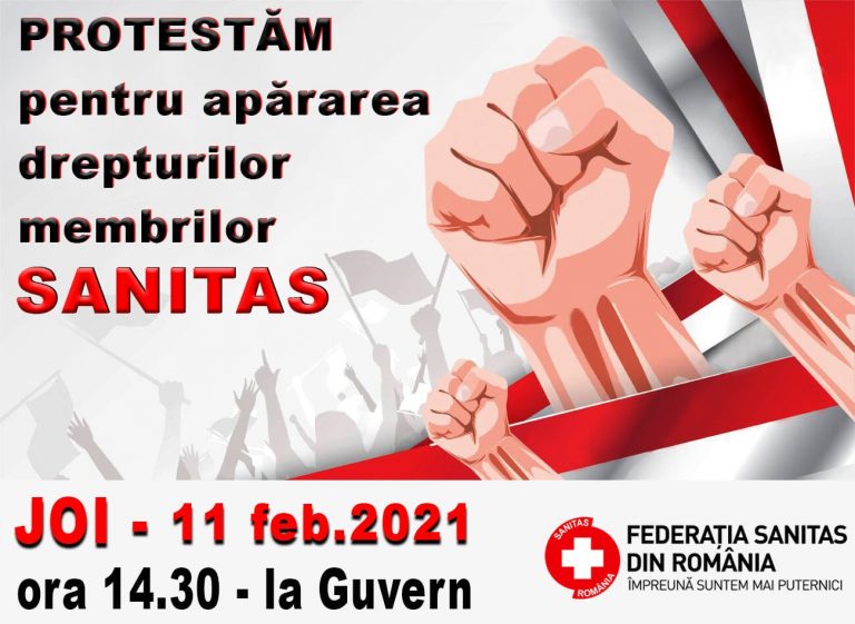 Federația Sanitas pichetează joi Guvernul României