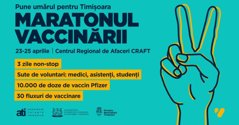 Inițiativă în premieră: Vaccinare anti-COVID-19 non-stop, timp de trei zile, la Timișoara