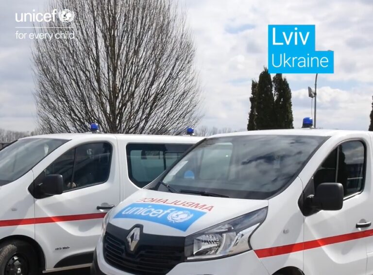 Ambulanțe donate de UNICEF pentru spitalele de copii din Ucraina