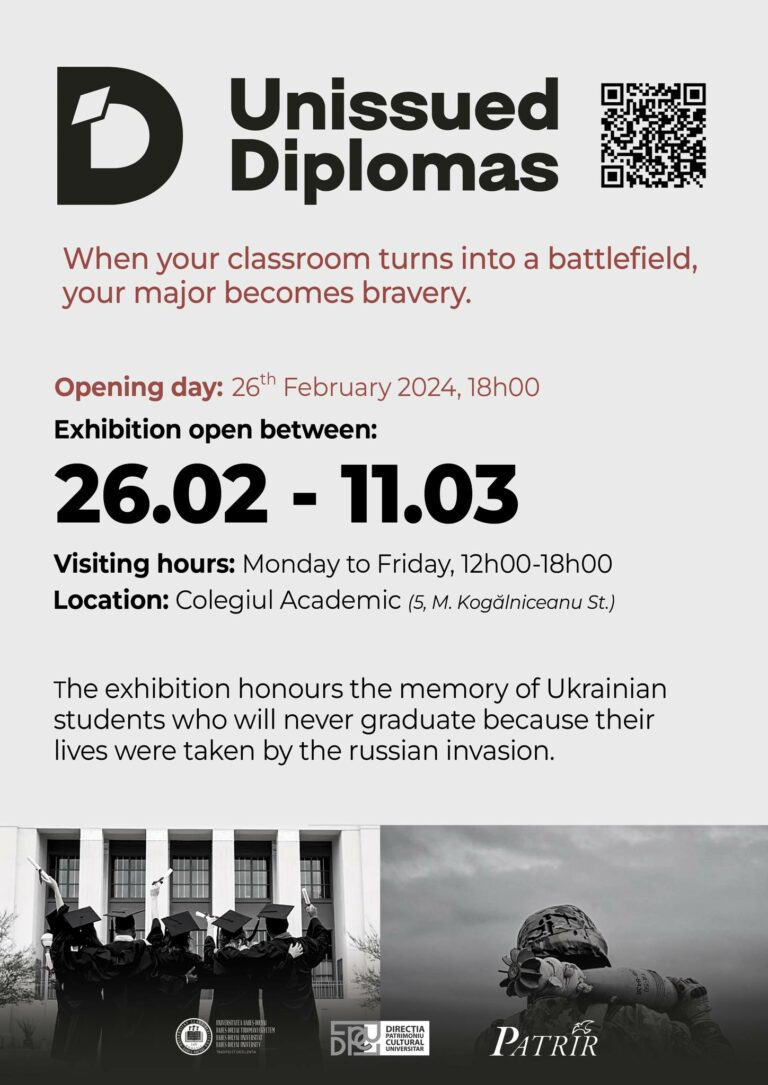 UBB Cluj: Expoziție dedicată studenților ucraineni uciși de (re)invazia armatei ruse