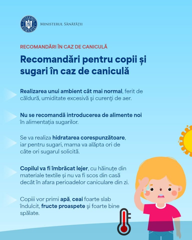 Ministerul Sănătății aduce din nou în atenție măsurile pentru caniculă